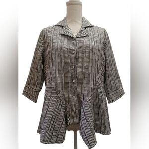 Niche Nilgum Derman Galaxy Stripe Asymmetrical Button Up Blouse Medium
